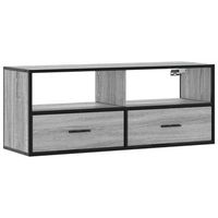 mueble de tv  mueble de salon  gabinete de tv madera y metal roble ahumado 100x31x395 cm
