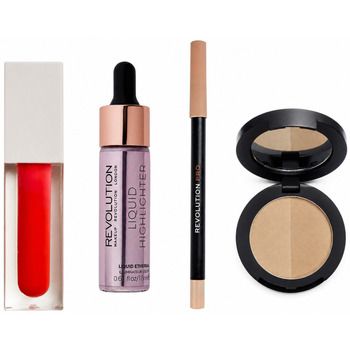 Makeup Revolution Pintalabios Makeup Kit - Eyebrows + Eyeliner + Lip Gloss + Highligh para mujer