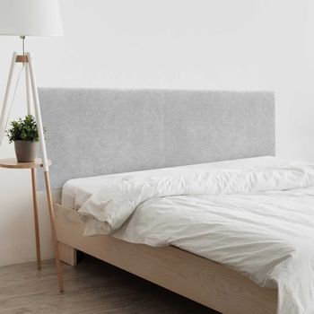 Dhome Cabecero Gris Claro 190cm Dual Acabado Toalla Soft Tapizado Liso 4cm Grosor 50cm Alto Tejido Suave Para Pared Acústicos Cabeceros Absorbentes (190cm Dual, 4cm - 50 Al. - Gris Claro)