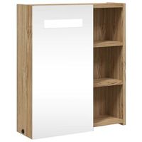 mueble de bano  armario de bano con espejo y luz led roble 45x13x52 cm