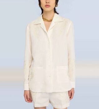 Semicouture para mujer. S6SM40 Camisa Olive blanco roto (44), Beige, Casual, Viscosa, Manga larga