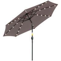 outsunny sombrilla de jardin con 32 luces led solares o265x233 cm parasol inclinable con manivela y poste de acero para terraza gris   aosom espana