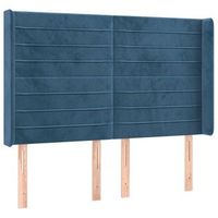 cabecero cama mueble de dormitorio con led de terciopelo oscuro 147 x 16 x 118128 cm azul m020001289