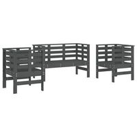conjunto de muebles de jardin 3 uds  mesa y sillas madera maciza de pino gris
