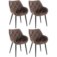 set de 4 sillas tanna de salon en terciopelo marron 62x58x83 cm clp