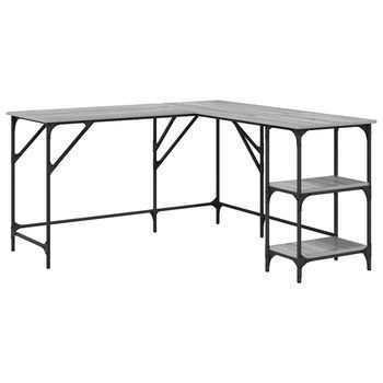 Escritorio Madera De Ingeniería Gris Sonoma 139x139x75 Cm Vidaxl