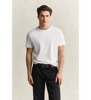 Gant para hombre. 2003436 Camiseta de algodón pima blanco roto (L), Casual, Manga corta
