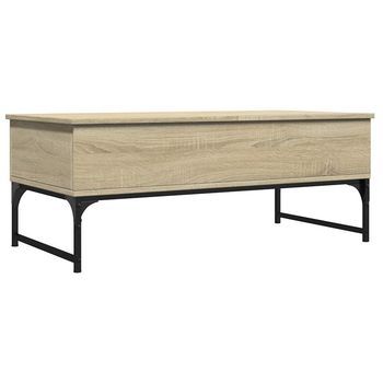 Mesa De Centro Madera Ingeniería Metal Roble Sonoma 100x50x40cm Vidaxl