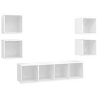 juego de muebles de salon 5 piezas madera ingenieria blanco vidaxl