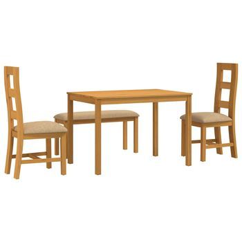 Conjunto De Comedor 4 Uds. Beige Madera De Roble Sólido Vidaxl
