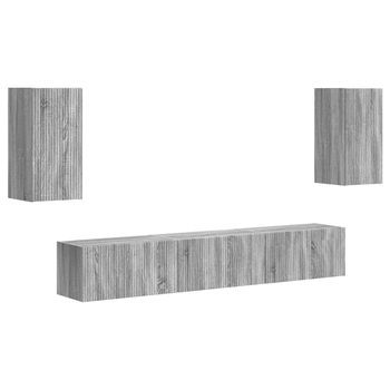 Conjunto De Mueble De Tv 5 Uds | Mueble De Salón | Gabinete De Tv Gris Sonoma Madera De Ingeniería