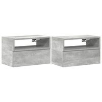 pack 2 uds mesitas de noche  mesilla de noche de pared gris hormigon 45x26x285 cm
