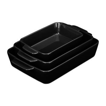 Juego De 3 Piezas De Cerámica Para Horno Negra