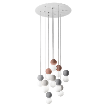 Sfera - Lámpara Colgante De 10 Luces Con Esferas De Hormigón Y Cristal Opal - 10xg9 Max 10x7w, Diseño Moderno, Ip20, Bombillas Excluidas