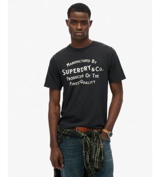 Superdry para hombre. M1012256A Camiseta Copper negro (S), Casual, Algodón, Manga corta