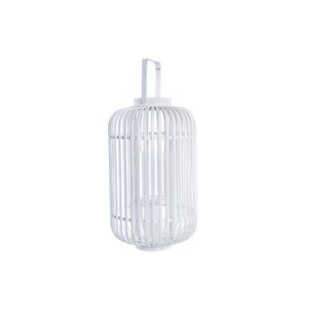 Portavela Bambu Cristal 28x28x47 Blanco