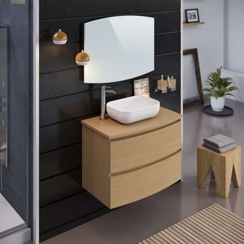 Mueble De Baño 80 Cm Kive 2 Cajones Roble T-bath Incluye Lavabo
