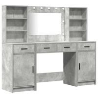 conjunto de mesa de vestidor con led 3 piezas gris concreto