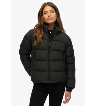Superdry para mujer. W5012006A Abrigo Sports Puffer negro (L), Otoño/Invierno, Casual, Poliéster