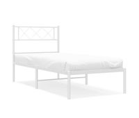 estructura de cama de metal con cabecero blanco 90x190 cm con cabecero