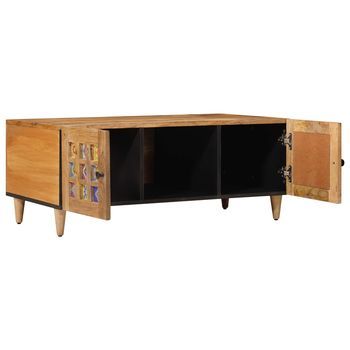 Mesa De Café - Mesa De Centro - Mesa Baja Natural 100 X 54 X 40 Cm Madera De Mango Maciza