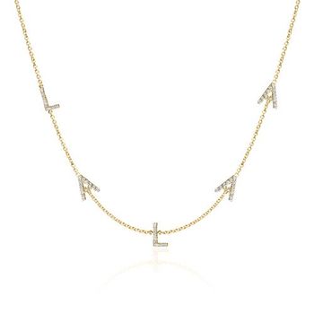 Cadena letra de oro 14 quilates con diamantes