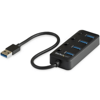 4-port usb 30 hub - 4x usb-a with individual onoff switch es