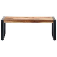 mesa de centro 110x60x40 cm madera maciza de acacia y acero con recubrimiento en polvo - marron