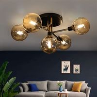 lampara de techo con globo de cristal para sala de estar zmh