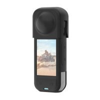 funda de silicona puluz con cubierta de lente para insta360 x5 negro