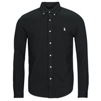 polo ralph lauren camisa manga larga camisa ajustada con cuello abotonado en polo featherweight para hombre