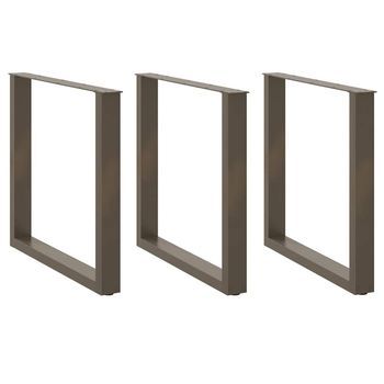 Patas Para Mesa De Comedor En Forma De U (3 Unidades, Acero Natural, 90 X 72-73 Cm) Vidaxl