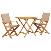 juego de bistro de 3 piezas tela y madera maciza taupe vidaxl