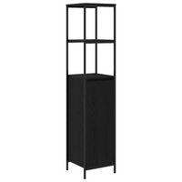 mueble de bano  armario de bano con estantes roble negro 36x35x165 cm
