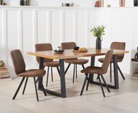 urban 180cm industrial dining table with dexter faux leather chairs
