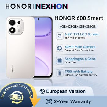 HONOR 600 Smart 5G, Versión EU, Teléfono Inteligente 5G, Pantalla LCD Eye Comfort de 6.87 Pulgadas, Batería de 7700 mAh, IP64, Doble SIM, Teléfono Inteligente HONOR