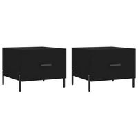 juego de 2 mesitas de noche con cajon 50 x 50 x 40 cm madera de ingenieria negra y hierro dec040419