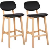 juego de 2 taburetes de bar con madera maciza  sintetica 43 x 42 x 92 cm negrowoltu