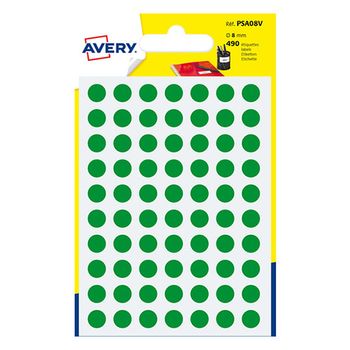 Avery PSA08V – Gomets adhesivos de marcaje redondo 8 mm verde – 490 unidades