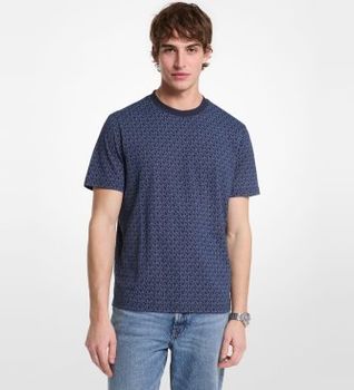 Michael Kors para hombre. CS5529A5KS Camiseta Logo azul (L), Casual, Algodón, Manga corta