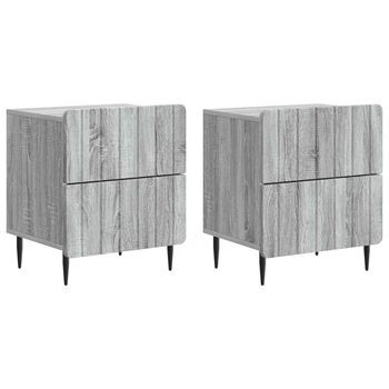 Armario De Noche 2 Uds. Gris Sonoma 43 X 34,5 X 49,5 Cm Vidaxl