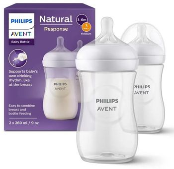 Philips Avent SCY903/02 Biberón Natural Response Tetina 3 Flujo Medio 2x260 ml