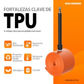 Cámara de aire para bicicleta BSCOBBER 700c de TPU, válvula de neumático de 45/65 mm, ultraligera, válvula francesa