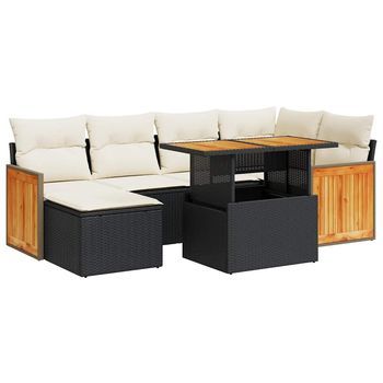 Set Sofás Jardín Y Cojines 8 Piezas Ratán Sintético Acacia Negro