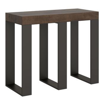 Consola extensible 90x40/300 cm efecto madera nogal, hierro