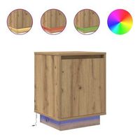 mesitas de noche con luces led 2 uds roble artisan 38x34x50 cm vidaxl