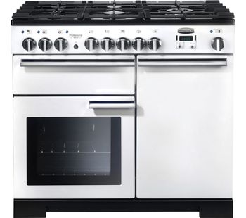 Rangemaster Professional Deluxe 100 Dual Fuel Range Cooker - White, White