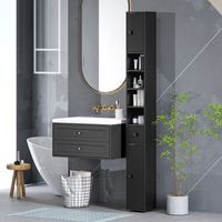 armario de bano alto de melamina kleankin 20x20x180 cm-negro