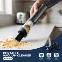 rouny mini aspiradora inalambrica de mano succion y soplador sin escobillas de 2 velocidades 70w carga tipo c para cochehogarteclado