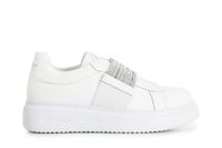 zapatos slip-on con banda de pedreria white
